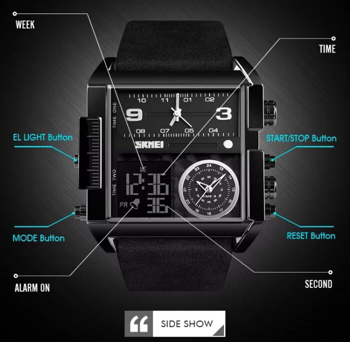 SKMEI 1584 Multi-Function Triple Time Watch - Image 5