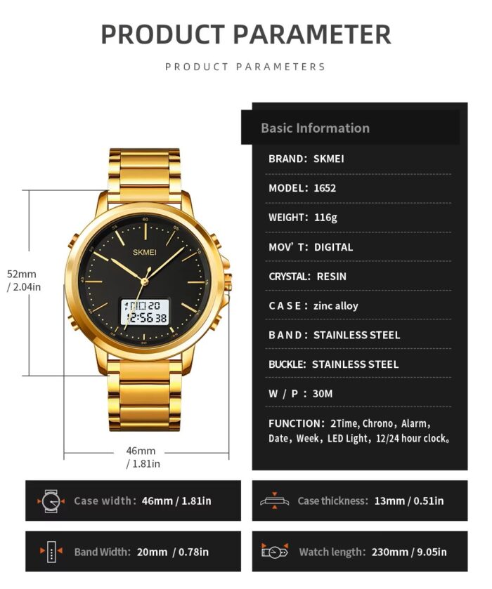 SKMEI 1652 Multi-Function Dual Time Watch - Image 7