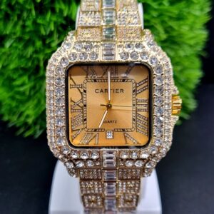 CARTIER-Inspired Roman Iced Out Watch