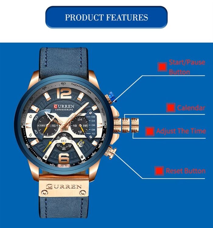 CURREN 8329 Chronograph Sports Watch - Image 6