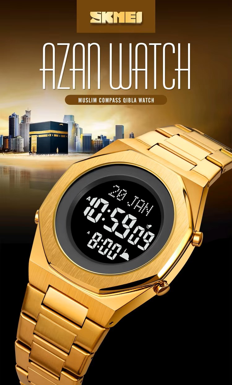 SKMEI 2069 ALFAJAR Azan Digital Watch I Silver - Image 5