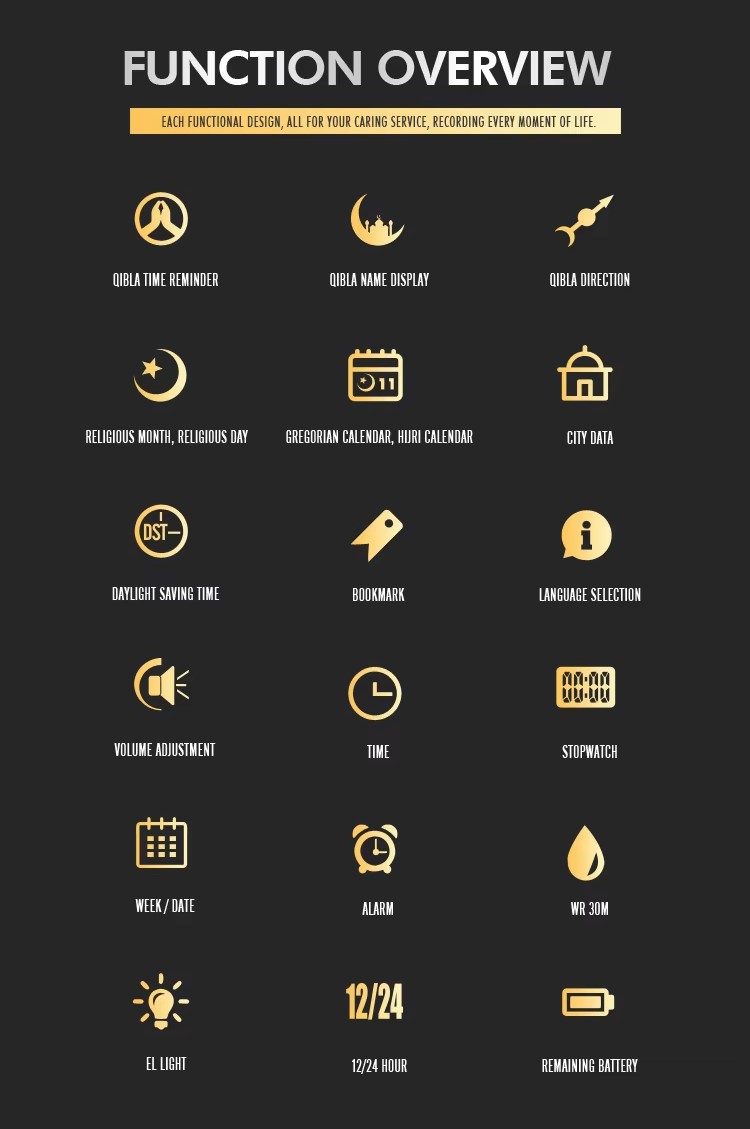 SKMEI 2069 ALFAJAR Azan Digital Watch I Silver - Image 6