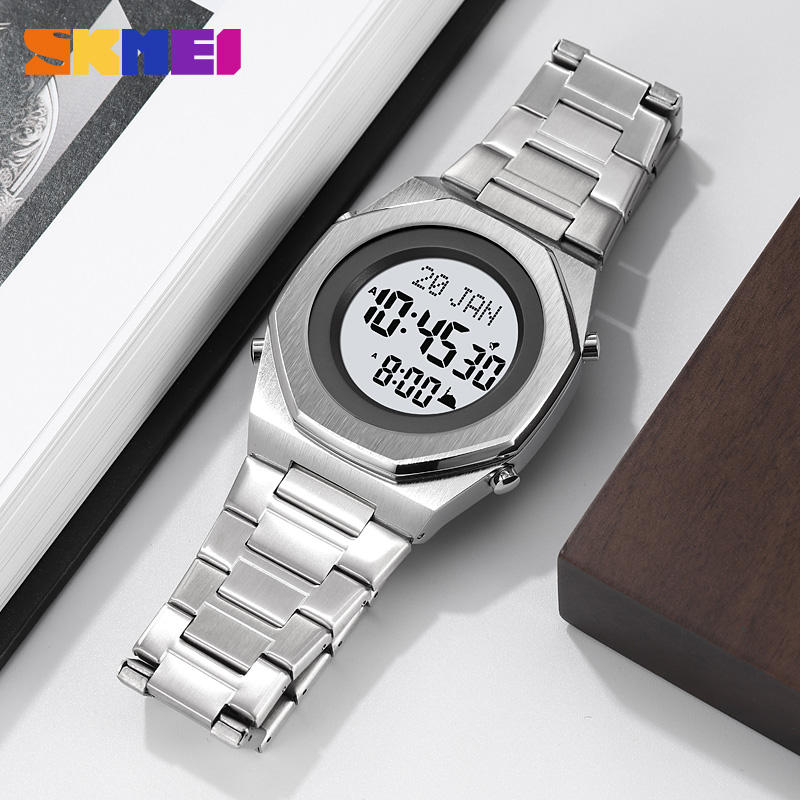 SKMEI 2069 ALFAJAR Azan Digital Watch I Silver - Image 2
