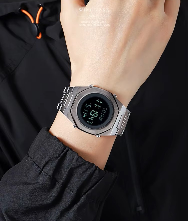 SKMEI 2069 ALFAJAR Azan Digital Watch I Silver - Image 3