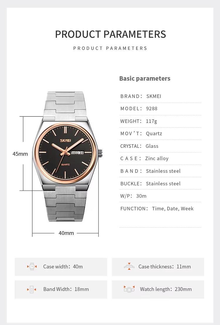 SKMEI 9288 Men’s Classic Business Watch - Image 6