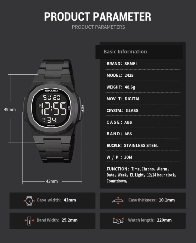 SKMEI 2428 Digital Casual Sports Watch - Image 7