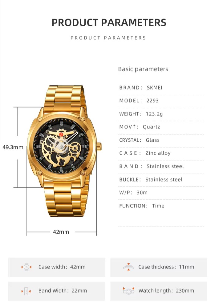 SKMEI 2293 Skeleton Dial Chrono Watch - Image 5