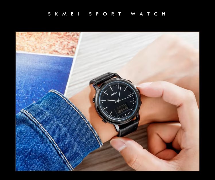 SKMEI 1652 Analog Digital Watch | Sleek Design | Leather Strap - Image 5