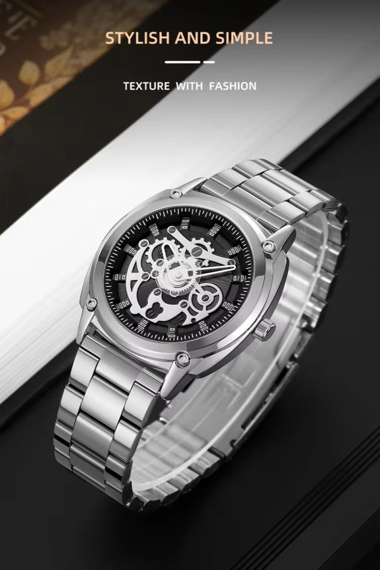 SKMEI 2293 Skeleton Dial Chrono Watch - Image 4