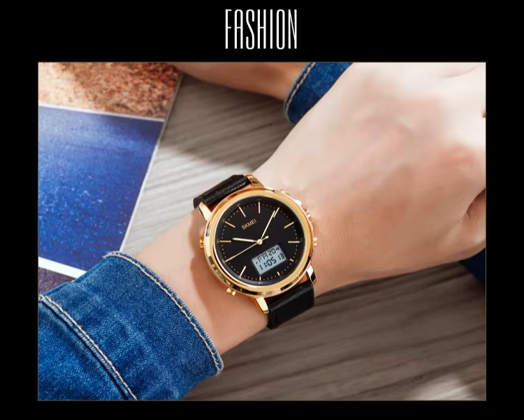 SKMEI 1652 Analog Digital Watch | Sleek Design | Leather Strap - Image 8